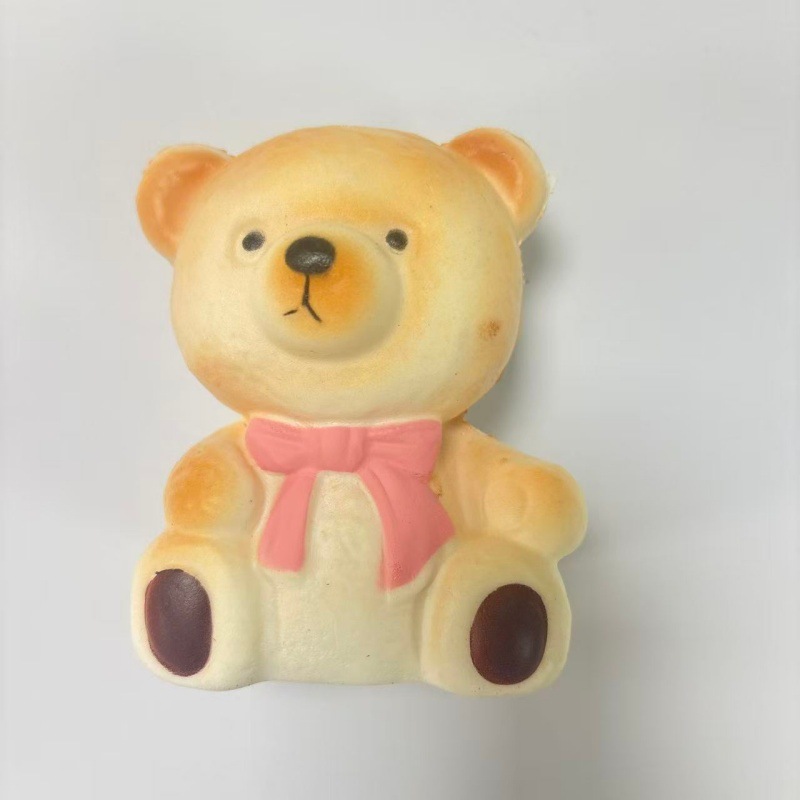 White Bow Teddy Bear Slow-Rising Squishy Toy